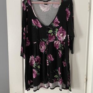 Torrid Floral Babydoll Tunic T-shirt, Size 3